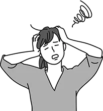 両手で頭を抱えている女性のイラスト