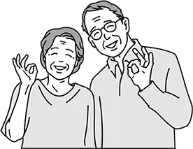手でOKサインを出す夫婦のイラスト