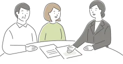 お葬式プランの説明を受ける男女のイラスト